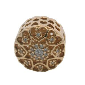 Retired Pandora 14kt Yellow Gold and CZ Hearts of Gold Cut Out Spacer Charm